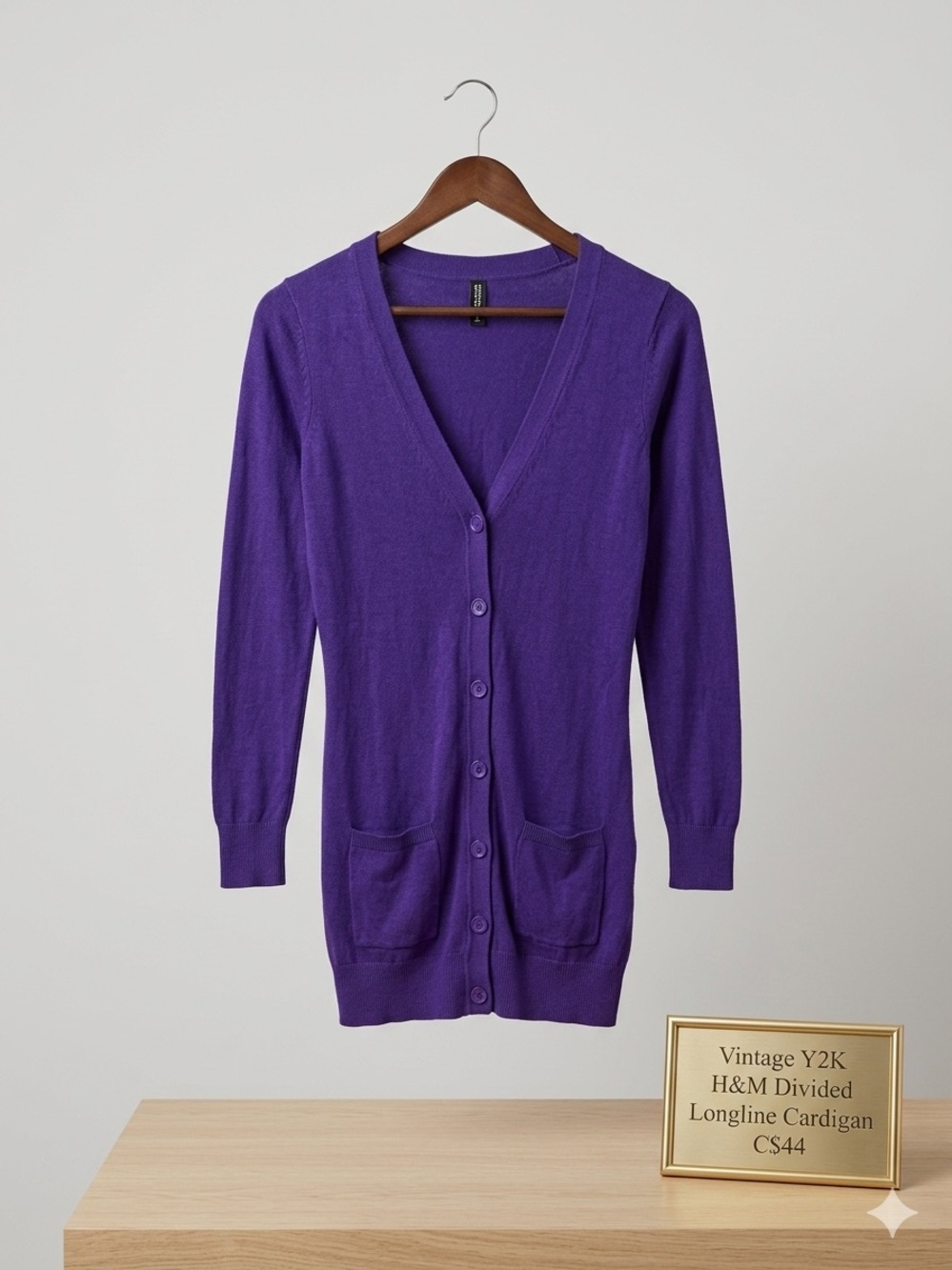 Vintage Y2K H&M Divided Longline Cardigan - Royal Purple